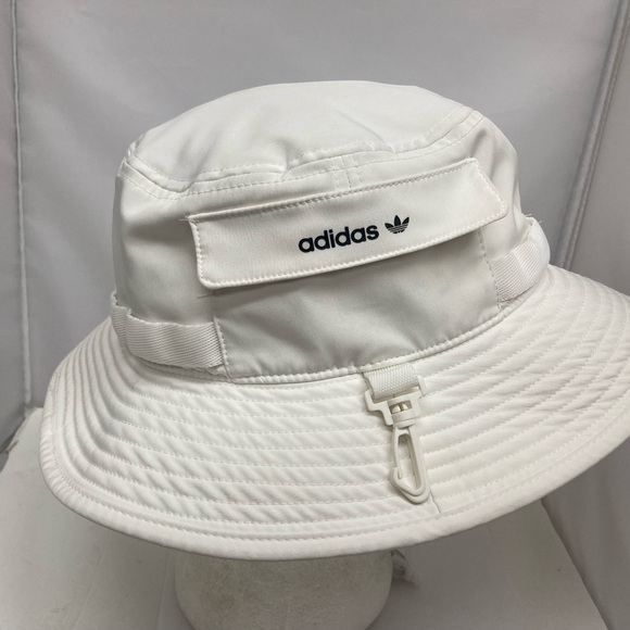 Adidas White Boonie Bucket Sun Hat W Pocket Adjustable Chin Strap Unisex OSFA - Picture 5 of 11